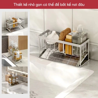 Giá Để Đồ Rửa Chén Bát JYoohome Inox 304 Chống Rỉ - Kệ Bồn Rửa Tiện Lợi + Khay Hứng Nước - Giá 24.000₫