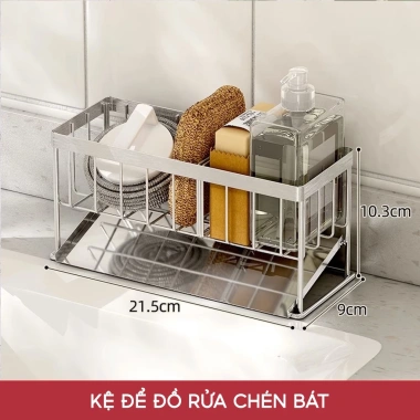 Giá Để Đồ Rửa Chén Bát JYoohome Inox 304 Chống Rỉ - Kệ Bồn Rửa Tiện Lợi + Khay Hứng Nước - Giá 24.000₫
