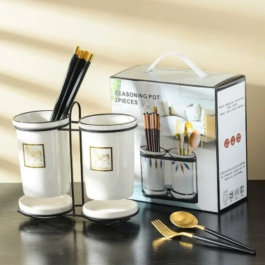 Giá Để Đũa Đôi Gốm Sứ Ống Thoát Nước - Gia Đình, Hộp Đựng Đồ Dùng Nhà Bếp 155.000 VND, Tiết Kiệm 20% 2