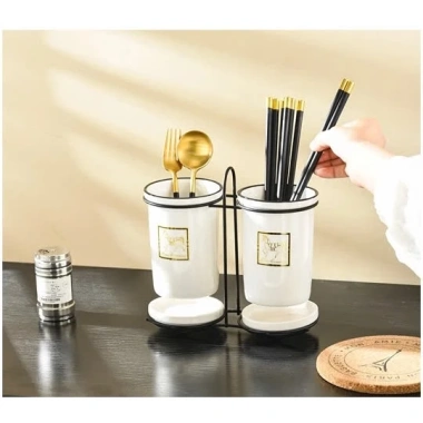 Giá Để Đũa Đôi Gốm Sứ Ống Thoát Nước - Gia Đình, Hộp Đựng Đồ Dùng Nhà Bếp 155.000 VND, Tiết Kiệm 20% 3