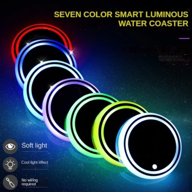 Giá Đỡ Cốc Nước LED ô tô, cảm biến rung, chống trượt, cổng USB - Khải Huy Scar 51k