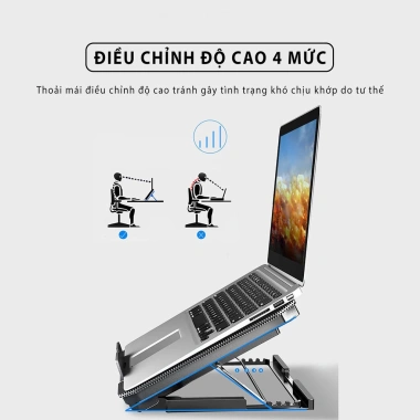 Giá Đỡ Đế Tản Nhiệt Laptop & Tablet HXSJ VIP 4 Quạt 7 Mức, Đèn LED Gaming, Làm Mát Nhanh - Giá 189k 2