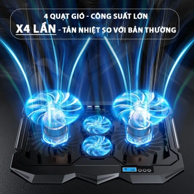 Giá Đỡ Đế Tản Nhiệt Laptop & Tablet HXSJ VIP 4 Quạt 7 Mức, Đèn LED Gaming, Làm Mát Nhanh - Giá 189k 4