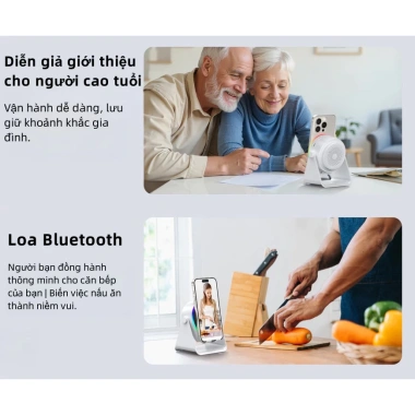 Giá đỡ điện thoại 4 trong 1 loa Bluetooth cảm ứng không dây, xoay 360 đèn LED - Đa năng, giảm giá 129.999 VND 5