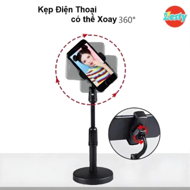 Giá đỡ điện thoại để bàn xoay 360° điều chỉnh độ cao, kẹp chặt livestream xem phim đa năng - Chỉ 20.800₫