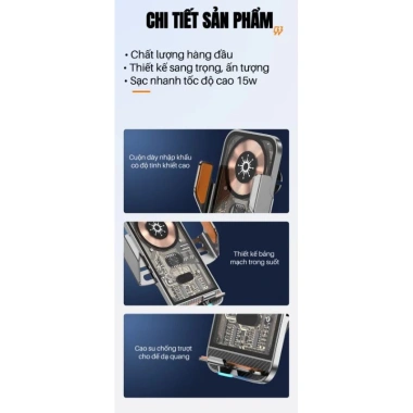 Giá Đỡ Điện Thoại Kiêm Sạc Nhanh 15W, Từ Tính, Cảm Ứng Hồng Ngoại Cho Oto MPHONE – 150k 3