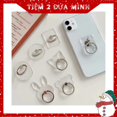 Giá Đỡ Điện Thoại Nhẫn Xoay 360 Độ Trong Suốt Đính Kim Cương Giả Giá 15.500 VND
