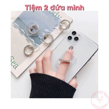 Giá Đỡ Điện Thoại Nhẫn Xoay 360 Độ Trong Suốt Đính Kim Cương Giả Giá 15.500 VND