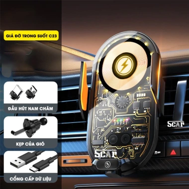 Giá đỡ điện thoại ô tô C23 Scar kẹp tự động, sạc không dây 66W, lộ mạch gắn cửa gió - Giá chỉ 275k 10 Giá đỡ điện thoại ô tô C23 Scar kẹp tự động, sạc không dây 66W, lộ mạch gắn cửa gió - Giá chỉ 275k 10