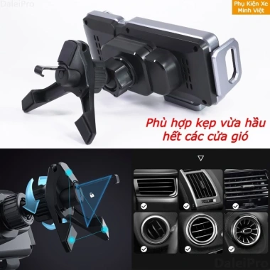 Giá Đỡ Điện Thoại Ô Tô Cảm Ứng Thông Minh Xoay 90° Sạc Không Dây Cao Cấp 2.025