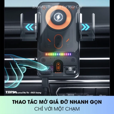 Giá đỡ điện thoại ô tô F18 cửa gió, sạc không dây, tự động xoay ngang, quan sát dễ dàng 399k