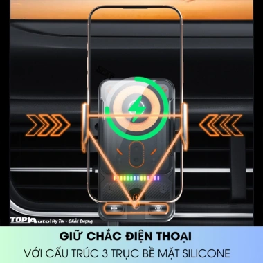 Giá đỡ điện thoại ô tô F18 cửa gió, sạc không dây, tự động xoay ngang, quan sát dễ dàng 399k