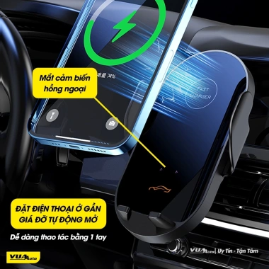 Giá đỡ điện thoại ô tô G16 VuaAuto kẹp tự động, sạc không dây, gắn cửa khe gió, giảm còn 290k