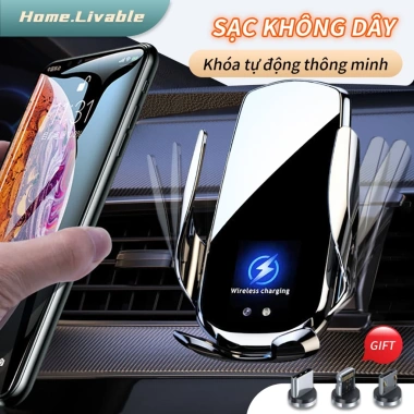 Giá đỡ điện thoại ô tô sạc không dây 15W, kẹp tự động xoay 360°, lắp cửa gió - 245k