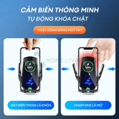 Giá đỡ điện thoại ô tô sạc không dây 15W, kẹp tự động xoay 360°, lắp cửa gió - 245k