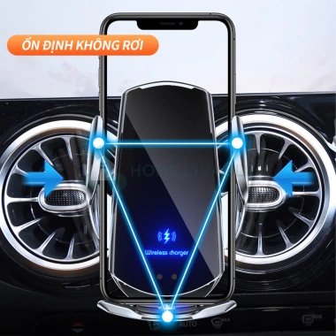 Giá đỡ điện thoại ô tô sạc không dây 15W, kẹp tự động xoay 360°, lắp cửa gió - 245k