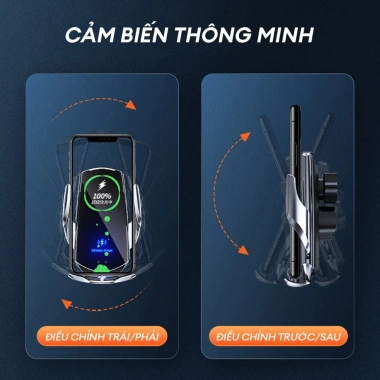 Giá đỡ điện thoại ô tô sạc không dây 15W, kẹp tự động xoay 360°, lắp cửa gió - 245k