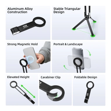 Giá đỡ điện thoại từ tính GOOJODOQ - Cấu trúc tam giác ổn định, gập lại di động, 4 chế độ, chỉ 199.000₫ 2