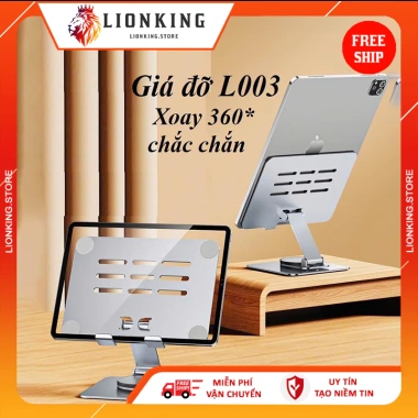 Giá đỡ iPad Laptop gấp gọn xoay 360° kim nhôm, silicon chống trượt - LionKing 5