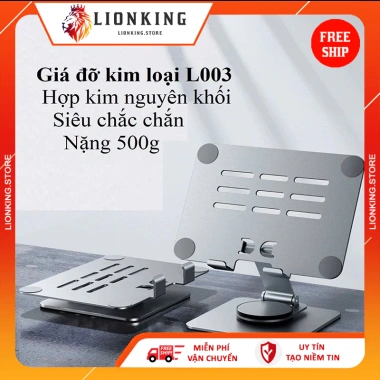 Giá đỡ iPad Laptop gấp gọn xoay 360° kim nhôm, silicon chống trượt - LionKing 9