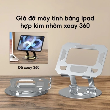 Giá Đỡ Ipad & Máy Tính Bảng Nhôm Xoay 360 – Kệ Tablet, Điện Thoại Gập Gọn, 64.000đ