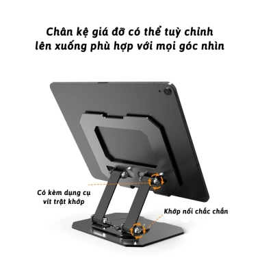 Giá Đỡ iPad & Máy Tính Bảng Xoay 360 Gấp Gọn, Hợp Kim Nhôm SMTech, Giá 82.000đ 5