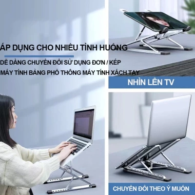 Giá đỡ laptop 2 tầng gấp gọn nhôm VNNETLAN - Độ cao điều chỉnh, tản nhiệt, giảm 99.000₫