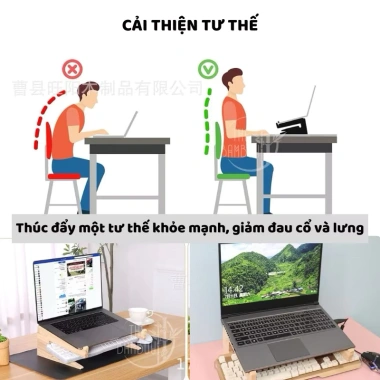 Giá Đỡ Laptop 2 Tầng Gỗ Gấp Gọn - Kệ Macbook Tiện Lợi, Tản Nhiệt Nhanh, SAIKII STORE