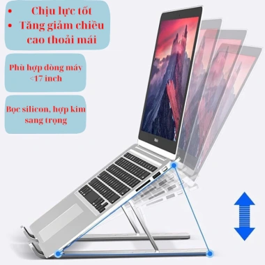 Giá Đỡ Laptop Cao Cấp Điều Chỉnh Chiều Cao Đệm Silicon 11-17 inch - Giá 136k
