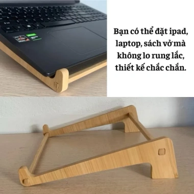 Giá đỡ laptop để bàn Tre Mộc: Kệ máy tính, iPad, MacBook, tản nhiệt, chỉ 32.000₫ 3
