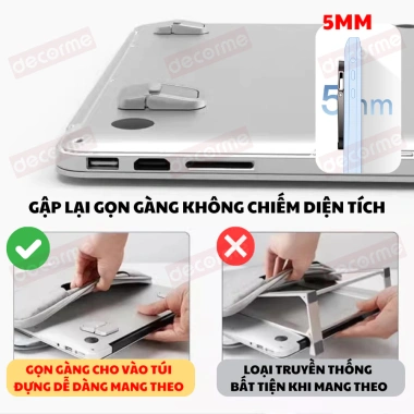 Giá đỡ laptop Decorme - Đế tản nhiệt mini, kê bàn phím, chỉ 39.900 VND 8