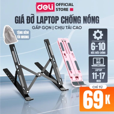 Giá Đỡ Laptop Deli Full Đệm Nâng Cấp - Tản Nhiệt Laptop và Máy Tính Bảng, Giá 65k