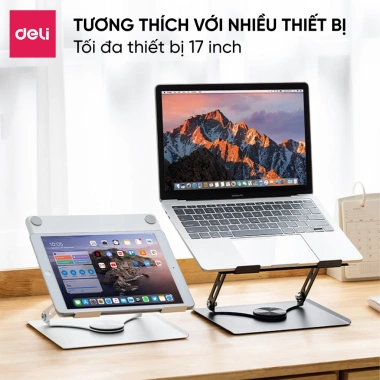 Giá Đỡ Laptop Deli Tản Nhiệt Xoay 360° Hợp Kim Thép, Điều Chỉnh Thấp Văn Phòng 7