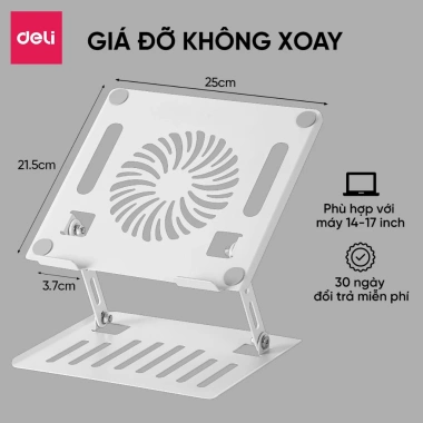 Giá Đỡ Laptop Deli Tản Nhiệt Xoay 360° Hợp Kim Thép, Điều Chỉnh Thấp Văn Phòng 10