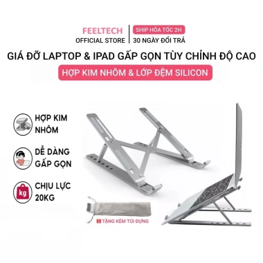 Giá đỡ laptop Feeltech nhôm nâng hạ chiều cao - Đế tản nhiệt xách tay 39.850 VND