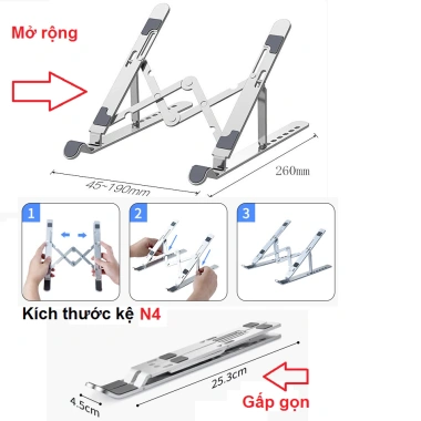 Giá đỡ laptop gấp gọn hợp kim nhôm điều chỉnh độ cao, giảm giá 19% - 89.000₫ 4