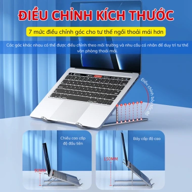 Giá Đỡ Laptop Gấp Gọn Myd.23 - Kệ Tản Nhiệt Nhôm, 6 Cấp Độ Linh Hoạt, Giá Tốt