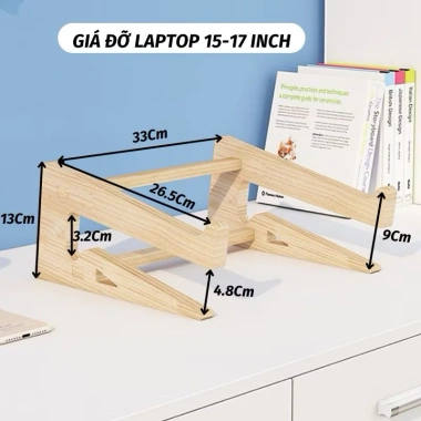Giá Đỡ Laptop Gỗ Cao Cấp Chống Gù, Tản Nhiệt, Bàn Làm Việc Gọn Gàng – Ưu Đãi 58.016 VND