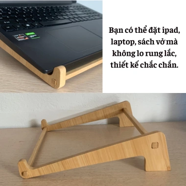 Giá Đỡ Laptop Gỗ Tre Tự Nhiên - Kệ Đặt MacBook, iPad Tản Nhiệt Tiện Dụng 35k