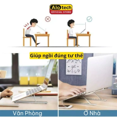 Giá Đỡ Laptop Hợp Kim Nhôm Cao Cấp - 7 Cấp Độ Điều Chỉnh, Phù Hợp MacBook, iPad, Tablet, Giá 61.900 VND 8