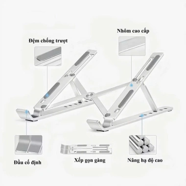 Giá đỡ laptop hợp kim nhôm gấp gọn, độ cao N3 N8 H5, kèm quạt – 45.000₫ 4
