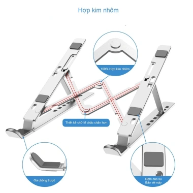 Giá đỡ laptop hợp kim nhôm gập gọn, tản nhiệt, kệ đỡ MacBook iPad - 76.589 VND