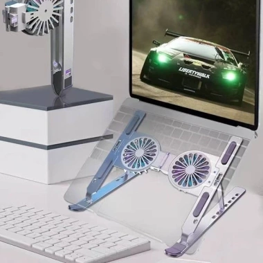 Giá Đỡ Laptop Hợp Kim Nhôm Quạt LED RGB 7 Mức - Gập Gọn Tiện Lợi, Điều Chỉnh Cao C9 6
