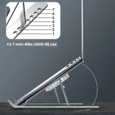 Giá Đỡ Laptop Hợp Kim Nhôm Quạt LED RGB 7 Mức - Gập Gọn Tiện Lợi, Điều Chỉnh Cao C9 7