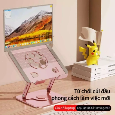 Giá đỡ laptop kim loại gấp gọn, xoay 360°, độ cao điều chỉnh, tản nhiệt 152.000₫ 5