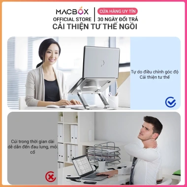 Giá đỡ Laptop, Macbook, iPad công thái học L658 T13 Macbox – nâng hạ độ cao, tản nhiệt nhanh, chỉ 139k