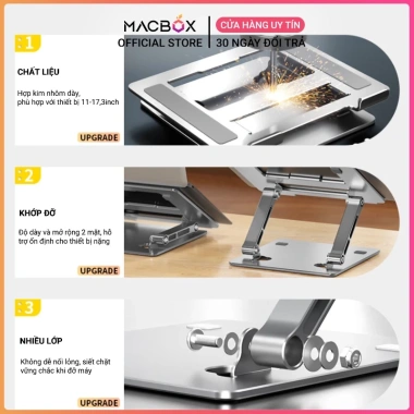 Giá đỡ Laptop, Macbook, iPad công thái học L658 T13 Macbox – nâng hạ độ cao, tản nhiệt nhanh, chỉ 139k