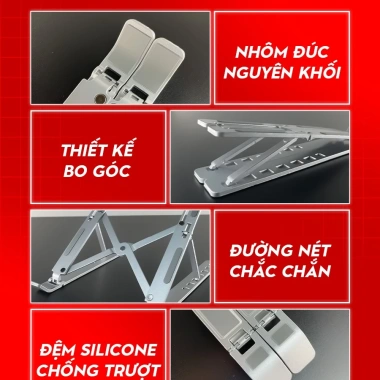 Giá đỡ laptop, MacBook, iPad Goldtech N3 nhôm độ cao linh hoạt - Đế tản nhiệt, 85.000đ 5 Giá đỡ laptop, MacBook, iPad Goldtech N3 nhôm độ cao linh hoạt - Đế tản nhiệt, 85.000đ 5