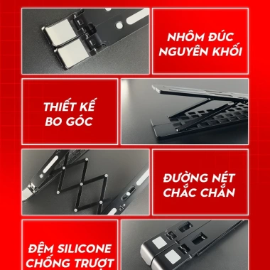 Giá đỡ Laptop, MacBook, iPad GoldTech N6 nhôm điều chỉnh độ cao, tản nhiệt - 153.000₫