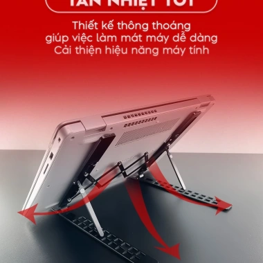 Giá đỡ Laptop, MacBook, iPad GoldTech N6 nhôm điều chỉnh độ cao, tản nhiệt - 153.000₫